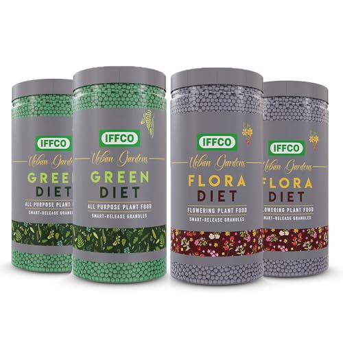 Image of IFFCO Urban Gardens - Green Diet + Flora Diet Combo - 4 Kg - Organic Plant Food For Indoor & Outdoor plants, and Flower Booster - Balanced Macro & Micro Nutrients, Slow-Release Granules