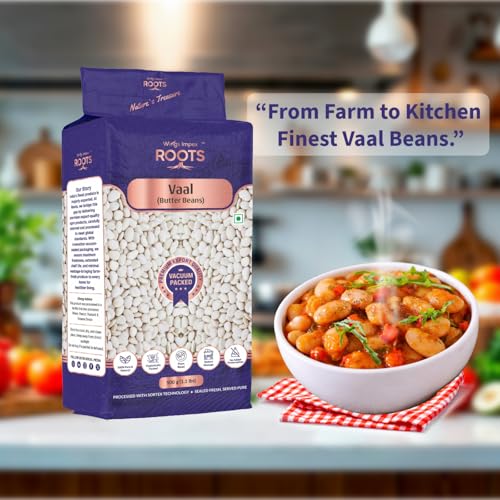 Image of Roots Vaal Butter Beans 500 Gram | Premium Surti Vaal | Protein & Fiber Rich Pulses | Hygienically Packed | Vacuum Packed | Preservative Free | Fresh & Natural Indian Lentils | Wholesome Plant-Based Protein