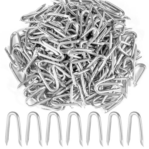 Sukh 210 PCS U Fence Staples - Galvanized U Shaped Nails Heavy Duty Staples Fencing Staples U Nails for Wood Fencing Barbwire Fence (Siver