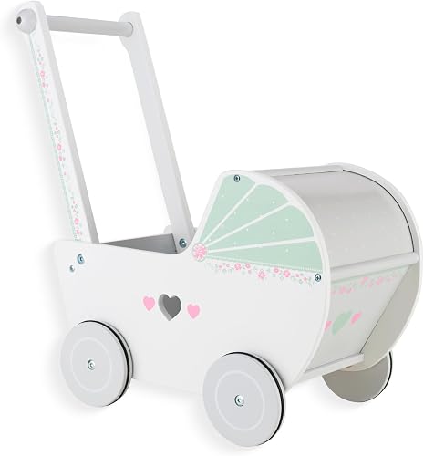 WOODENFUN Andador de madera con carrito de compras para niños de 1 — Andadores