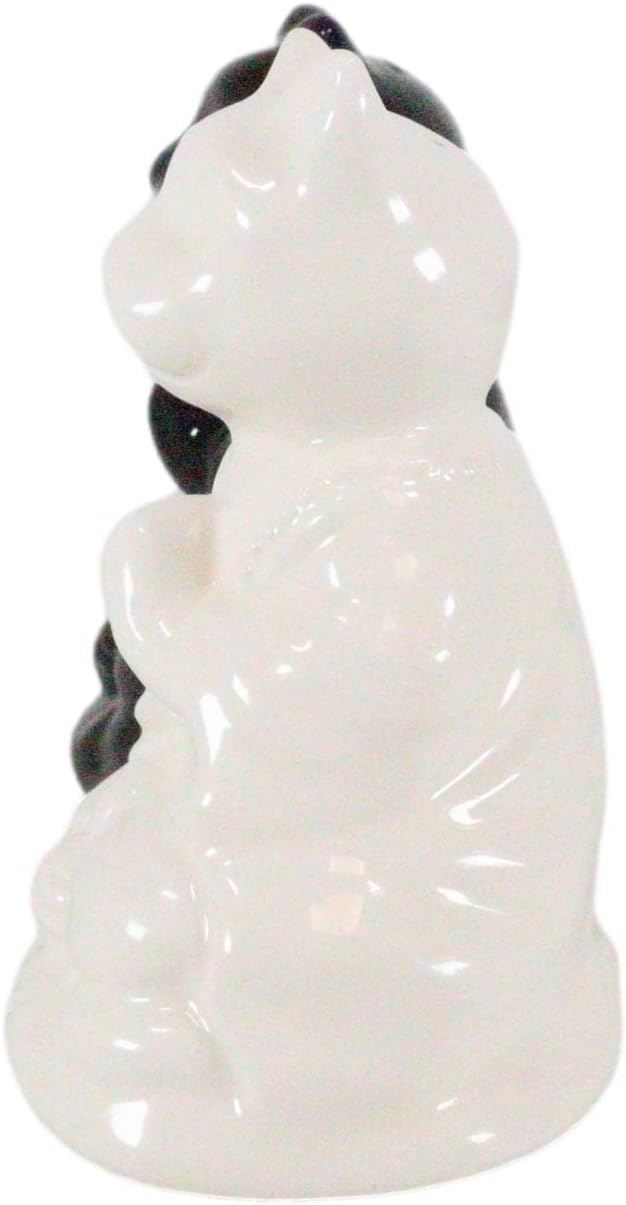 Ebros Gift White And Black Yin Yang Religious Zen Monk Monastery Buddha Cats Monks Meditating Ceramic Salt And Pepper Shakers Figurine Set Feng Shui Peaceful Eastern Enlightenment Decoration
