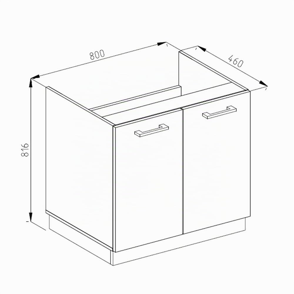 Vicco Mobile lavello cucina R-Line, Bianco lucido, 80 cm senza piano di lavoro, per la libera combinazione all'interno di sistemi cucina modulari