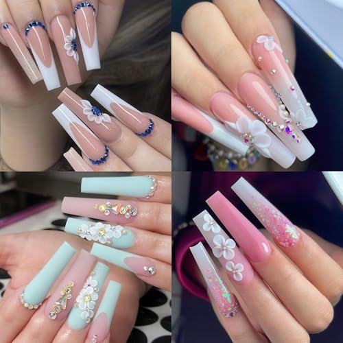 Image of UNA GELLA XXL Coffin Nails Tips Full Cover 216pcs Extra Long Coffin Nail Tips No C Curve Clear Coffin Ballerina Nail Tips False Fake Acrylic Nails for Nail Extensions DIY Art Salon