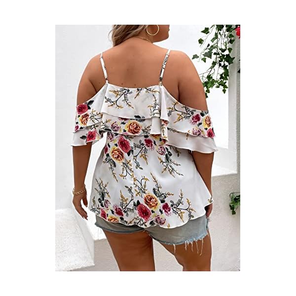 MakeMeChic-Womens-Plus-Size-Floral-Print-Cold-Shoulder-Ruffle-Layered-Short-Sleeve-Summer-Blouse-Top-White-1XL MakeMeChic Women's Plus Size Floral Print Cold Shoulder Ruffle Layered Short Sleeve Summer Blouse Top White 1XL