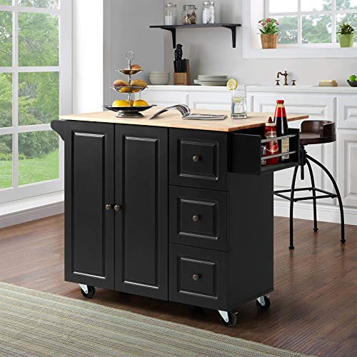 image for HOMHUM Rolling Kitchen Island Cart with Storage,Kitchen Trolley with D