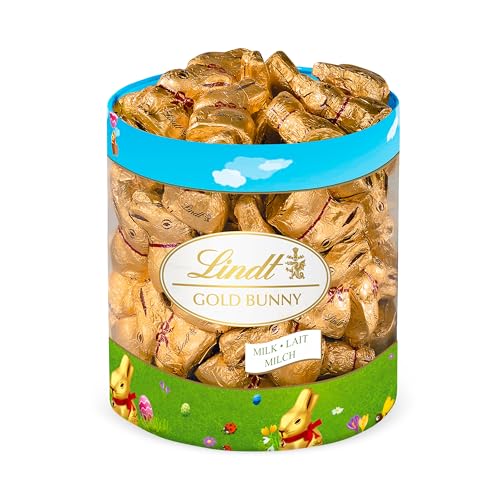 Lindt Schokolade Mini GOLDHASEN | 700 g Köcher | 70 x 10 g Mini GOLDHASEN | Vollmilchschokolade im Köcher | Osterschokolade | Schokoladengeschenk | Schokoladenhasen | Osterhase