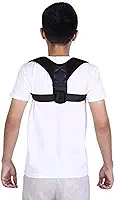 Corretor Postural Ajustável, Alinhador de Coluna Unissex, Suporte Lombar para Alívio das Dores nas Costas, Preto