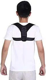 Corretor Postural Ajustável, Alinhador de Coluna Unissex, Suporte Lombar para Alívio das Dores nas Costas, Preto