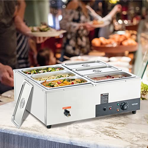 Vevor ELECTRIC STEAM TABLE 6 X 8QT 6-Pan Commercial Food Warmer, 6 X 8Qt Electric Steam Table thumb #7