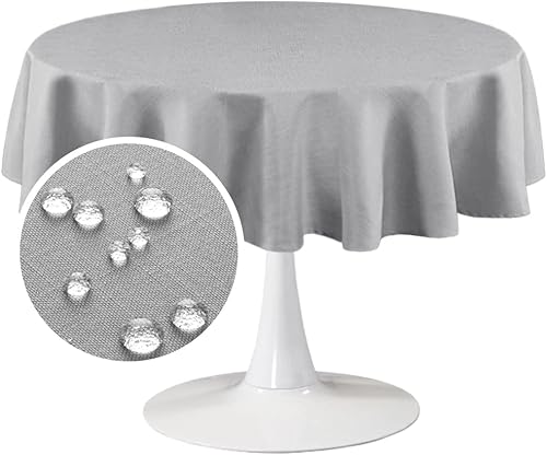 FantasDecor Manteles para mesa redonda, resistentes a las arrugas, impermeables, lavables, cubierta de tela de lino para cocina, comedor y uso al