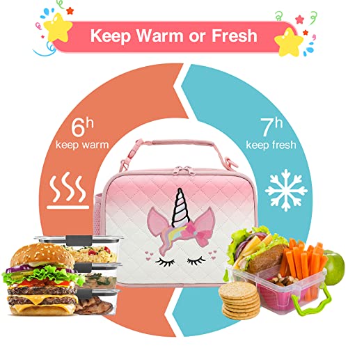 Beaulyn Girls Lunch bag-Lunch Box Kids Durable Water-Resistant Insulated Cool Lunch Bag for Girls Kids Toddlers Teens School Gifts - Image 3