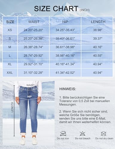 Fengbay Damen Fleece Gefüttert Jeans Winter Thermo Stretch High Waisted Skinny Casual Warm Po-Lift Denim Jeanshosen