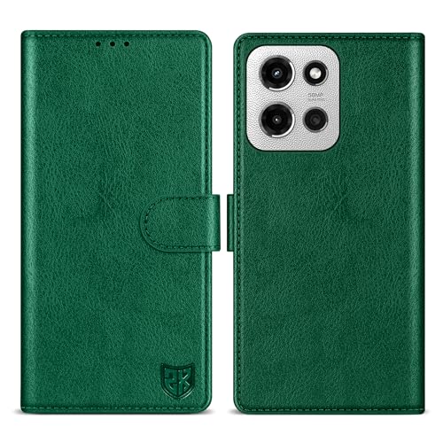 Étui portefeuille en cuir pour Moto G 5G 2025 vert avec blocage RFID