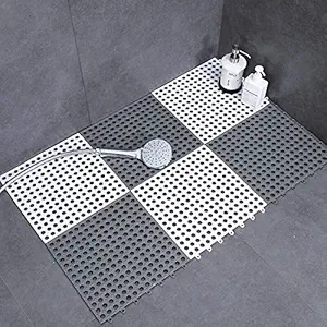 Bhavyam Interlocking mat for Bathroom Floor Shower Room Bathtub Pool Balcony Wet Area ,Anti Skid Soft PVC Waterproof Non Slippery mat for Bathroom Tiles Floor -12 12 inch (3 White+3 Grey)