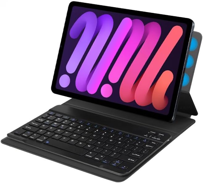 Gruattreay Keyboard Case for iPad Mini 7 (2024),Wireless Bluetooth Magnetic Removable Keyboard & Leather Protective Case