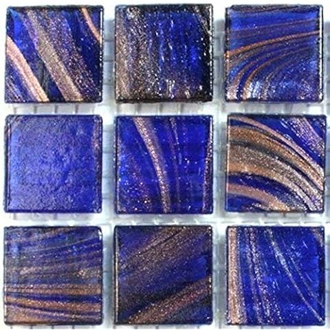 Mosaic Tiles - 75 Gold Blue Vitreous Glass Mosaic 20mm Tiles G19 Cover