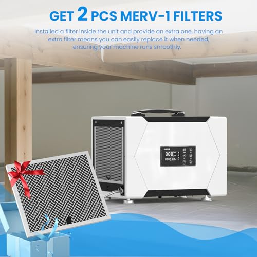 Image of CADPXS 80 Pints Crawl Space /Commercial Dehumidifier with Pump & Drain Hose | Compact, Auto Defrost, Memory Restart, Timer, 5 Years Limited Warranty, for Water Restoration & Basements, Up to 1200 Sq Ft