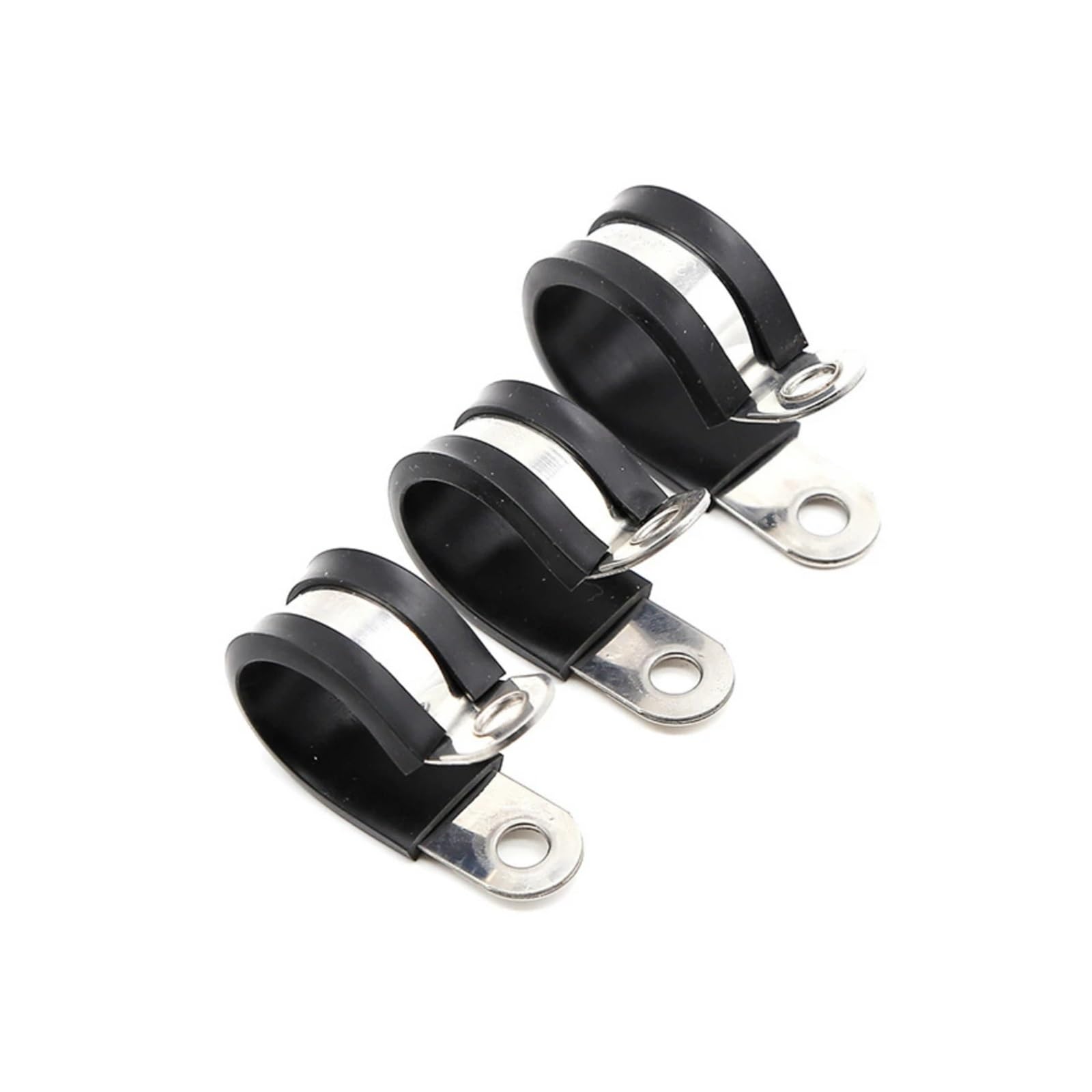 Knbhgujmd One Color P-Clips Metal Wire Cable Conduit Clamps, 304 Stainless Steel Rubber Lined P Clips R Type Pipe Clamp Cable Mounting Multiple Sizes(14Mm)