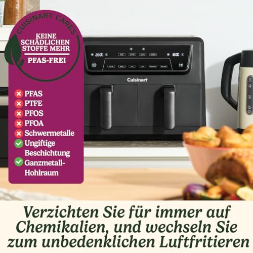 Cuisinart-XXL-104L-Zweizonen-Heisluftfritteuse-PFAS-Frei-Chemiekalien-frei-Braten-Grillen-Backen-Dehydrieren-und-Warmhalten-2-kammern-2-x-52L-8-portionen-Spulmaschinenfeste-Teile | Dealmeister.io Alt tag für bilder post titel