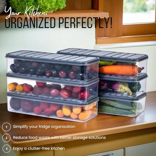 Image of GO STORE 2 Pcs Plastic Storage Containers Set for Kitchen | Pantry Organizer Kitchen Accessories Items, Fridge Storage Boxes | Leak-Proof, Durable and Space-Saving (1200ml)
