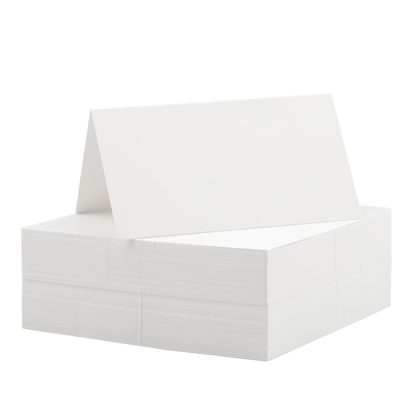 100 Wedding Name Place Cards,White Blank Folded Table Place Cards,9 x 10cm