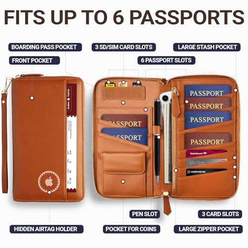 Image of Travel Document Organizer - RFID Passport Wallet Case Family Holder Id Wristlet