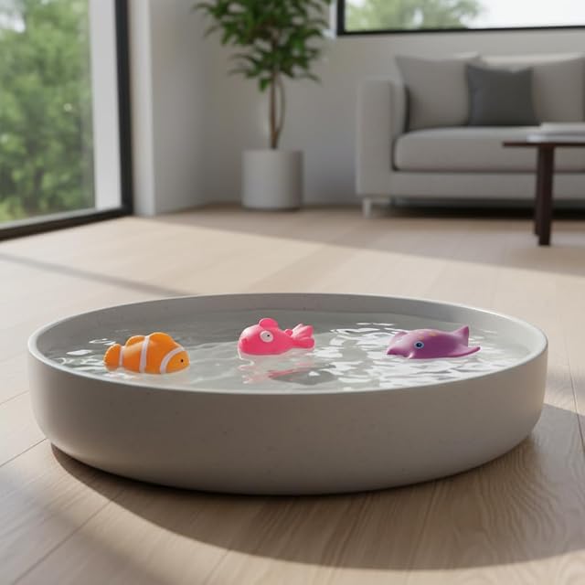 Foto 7 de 8 de Clockjuan 6 juguetes interactivos coloridos para gatos de piscina, juguete de agua flotante para gatos