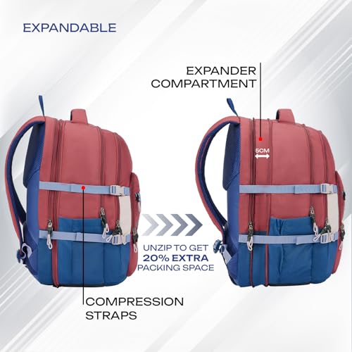 Image of Safari 43L Expandable Laptop Bag with Armor Base, Raincover, 3 Compartments, Compression Straps, Large Size Travel Bag, Ideal For 3-4 Days Staycations, Hiking, Office Bag