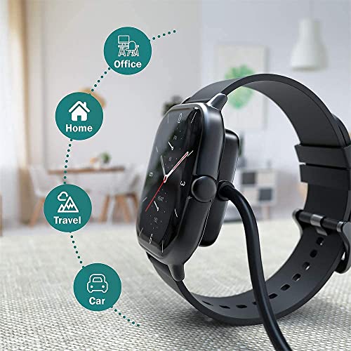 Image of Original Charger Compatible with Amazfit GTS 2,GTS 2 Mini,GTS 2e,GTR 2,GTR 2e,GTS 4 Mini,T-Rex Pro,Bip 3,Bip U,Zepp E /Z Watch Charger USB Charging Cable 3 feet (Black)