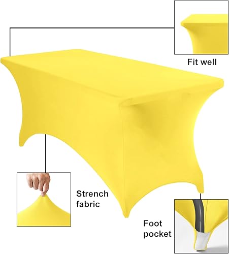 Miniatura 164 de Paquete de 2 manteles rectangulares impermeables de elastano, 6 pies, color negro, elástico, resistente a las manchas, para todas las estaciones