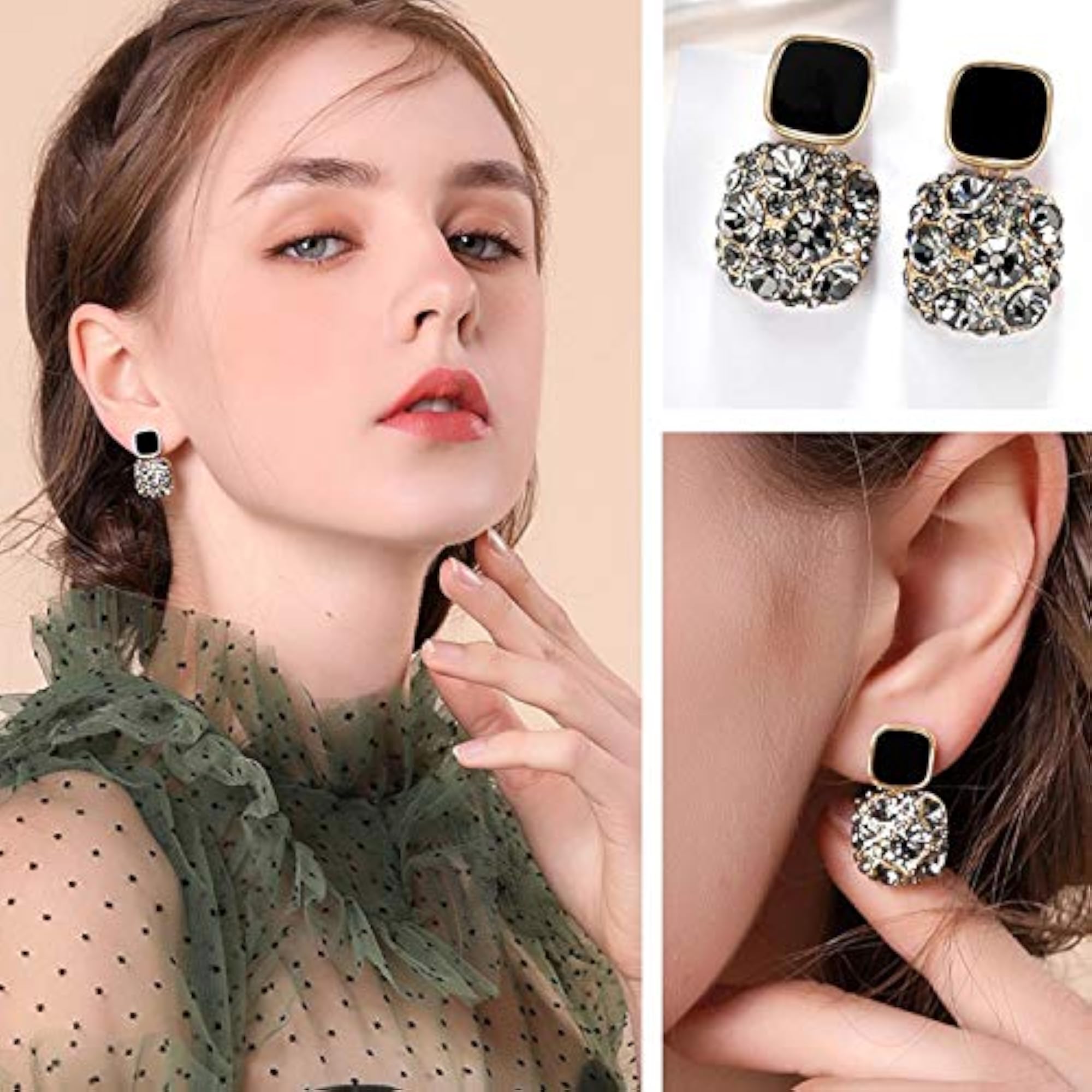 Valentine Gift Women's Rhinestone Enamel Crystal Stud Earrings