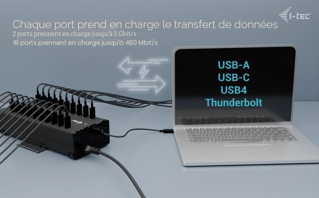 I-Tec UsB-C/usB-A Metal Charging + Data Hub - 15w Per Port - 20x UsB-C (cachrghub20c)