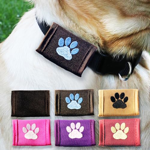 Dapper Dog Pet Tag Silencer - Ballistic Nylon (Black with Blue Paw Print)