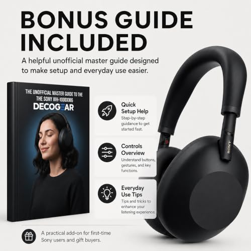 Image of Sony WH-1000XM6 The Best Noise Canceling Wireless Headphones, HD NC Processor QN3, 12 Microphones, Adaptive NC Optimizer, Mastered by Engineers, Studio-Quality, 30-Hour Battery with Deco Guide Bundle