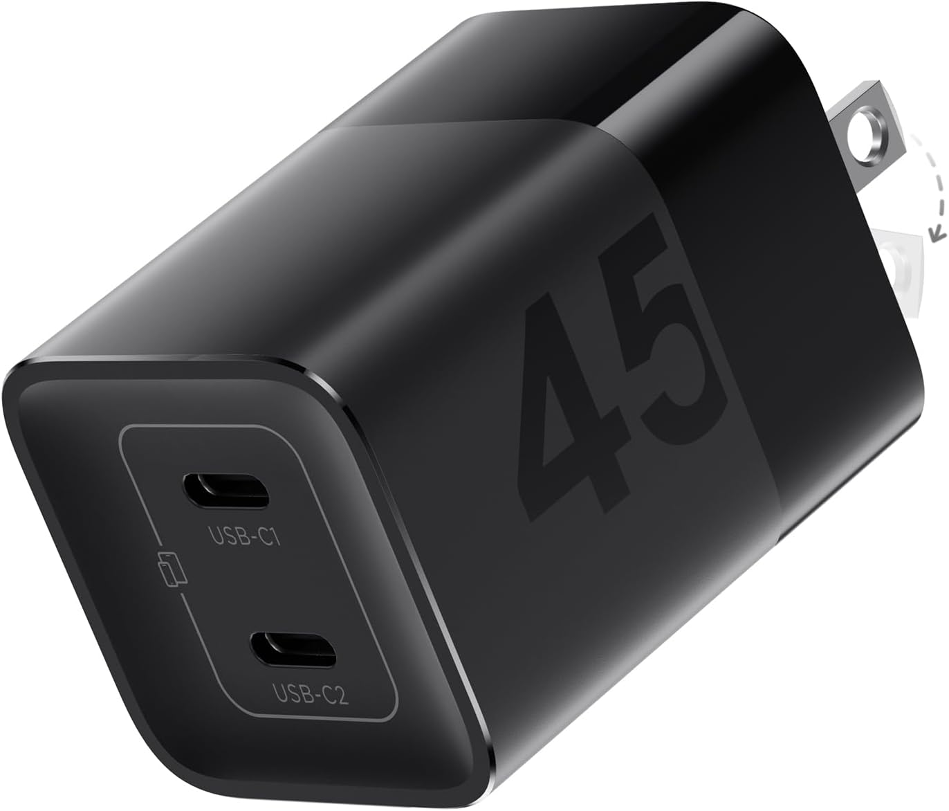wegear 45W USB C Charger, 2 Port GaN Fast Charging with PPS, Foldable Wall Charger Block for iPhone 17/16/15, iPad, Galaxy S25/S24, Pixel 10/9 (Black)