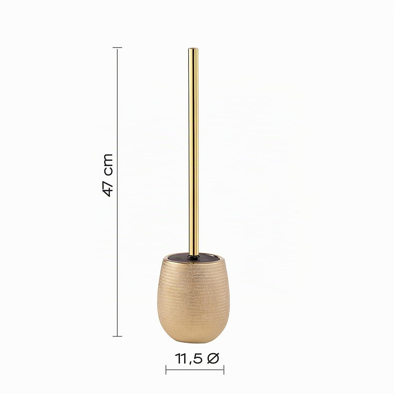 GEDY G-Astrid Scopino WC da appoggio Oro, Dimensioni 47X11,5X11,5 CM Peso 0,648 kg, scopettino Bagno in Ceramica, Anni di Garanzia 2, Design R&S Gedy