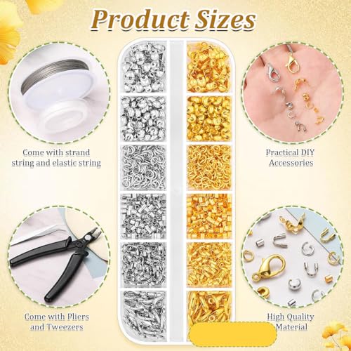 Image of SANNIDHI 1200Pcs Crimp Beads Jewellery Making Tools Kit with Pliers