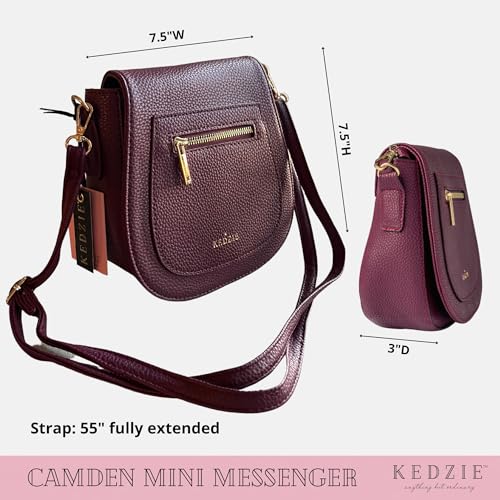 KEDZIE Camden Classic Mini Messenger in Vegan Leather Crossbody Bag Cell Phone Purse for Women3