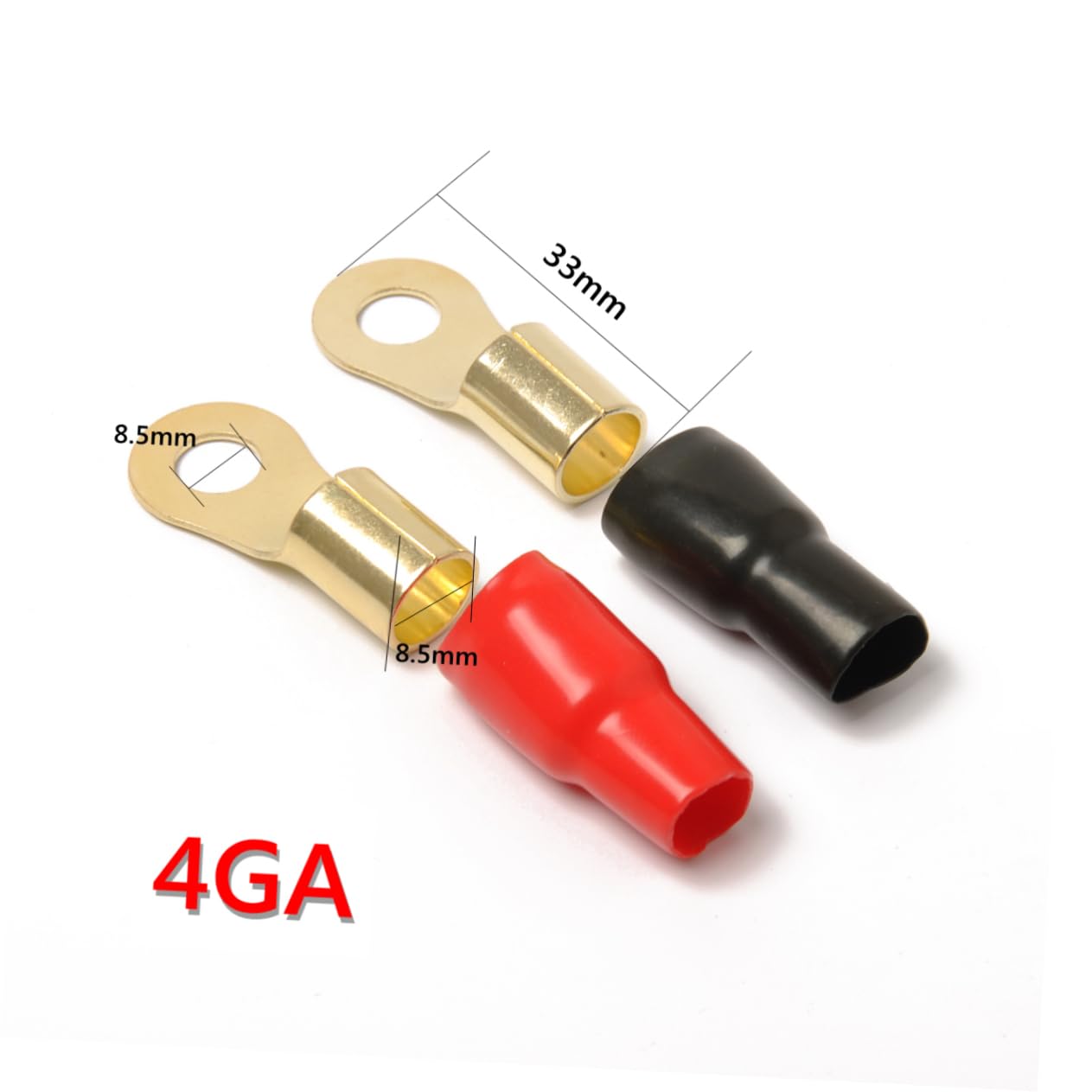 UKCOCO 3er-Set Mit Elektrischen Steckverbindern 4 Gauge Schrumpfschlauchklemmen Hitzegeprüfte Vergoldete Kupferklemmen Und Manschetten Für Die Automobilindustrie Und 10 Paar * 3