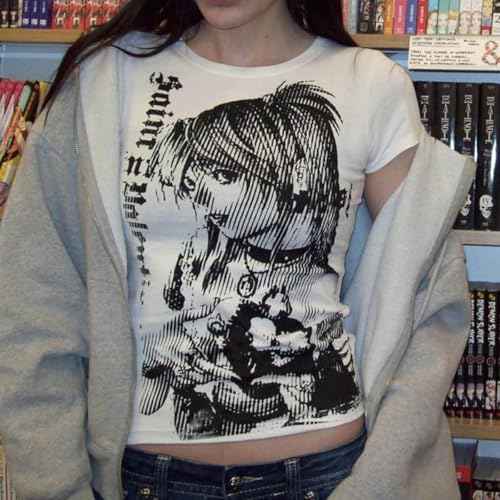 Graphic Tees Y2k Baby Tee Teens 2000s Vintage T Shirts Emo Grunge Printed Summer Crop Tops 20242