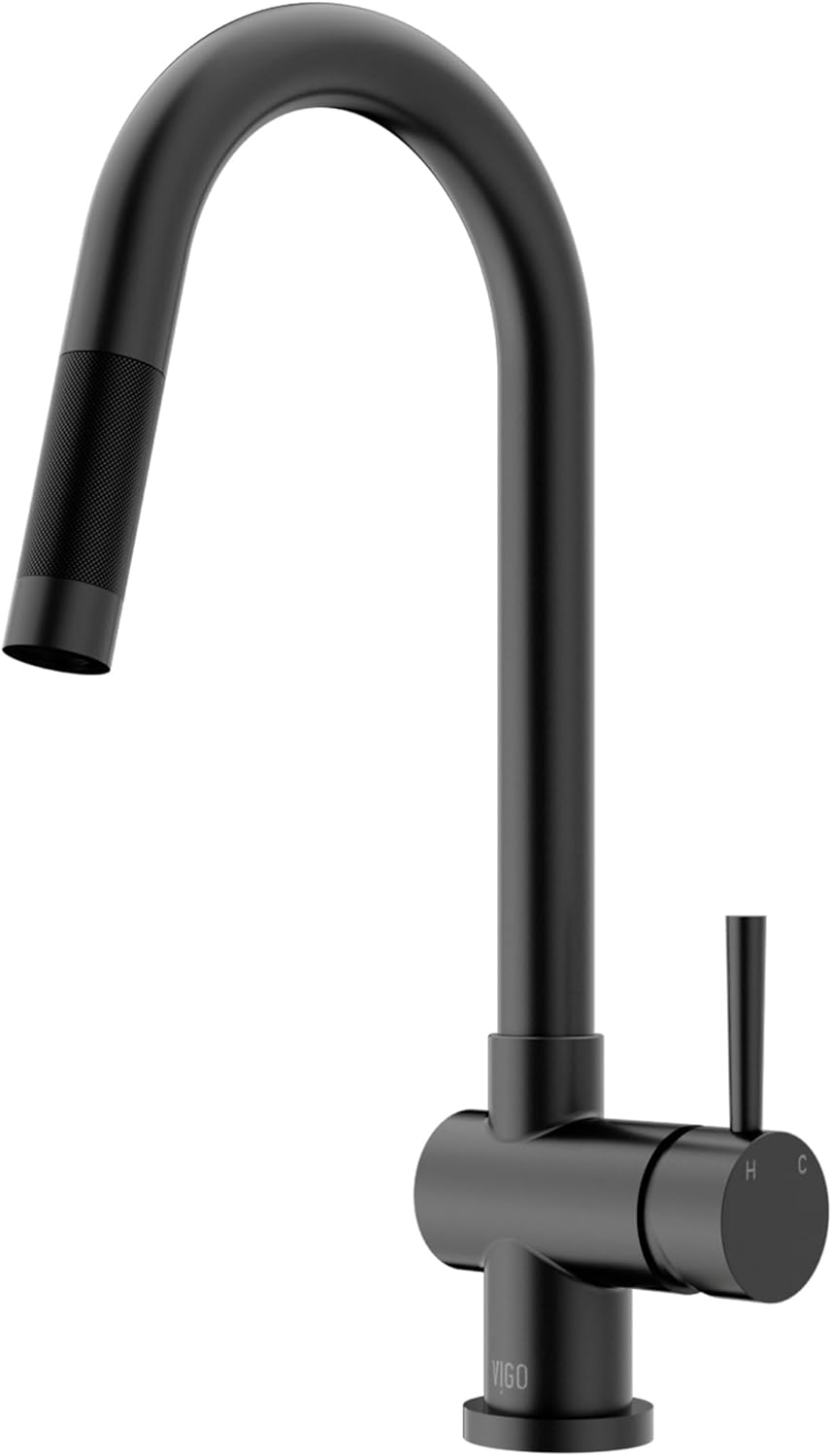 VIGO Gramercy 17'' H Single Handle Pull-Down Spout Kitchen Faucet in Matte Black-VG02008MB