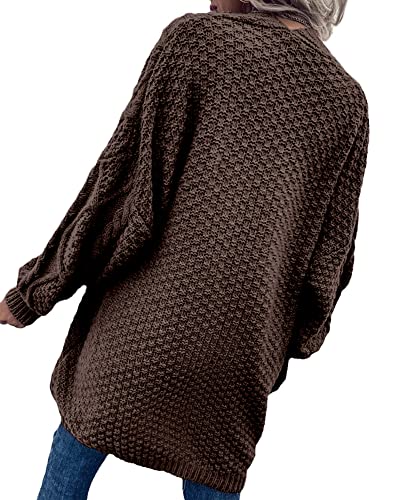 Dyexces Womens Oversized Cardigan Sweaters Open Front Cable Knit Lantern Long Sleeve Chunky Outwear Coats3