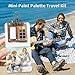 Mini Watercolor Travel Paint Set, Portable Travel Watercolour Kit with Wood 8 Grid Paint Palette, Watercolor Journal, Metal Clip, Multicolor Paint, Water Brush for Painters Artists Students&Beginners