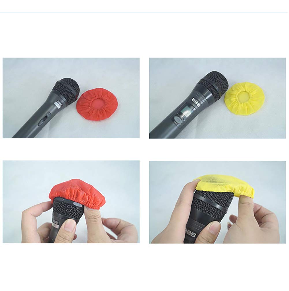 GSHLLO 100 fundas desechables no tejidas para micrófono de mano, protector de parabrisas, color rojo y amarillo