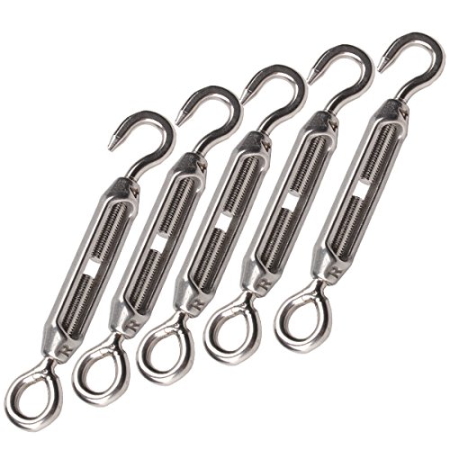 Tensor de acero inoxidable 304 con cuerpo abierto tipo gancho y ojal para tensar cuerda M4 miniatura 3