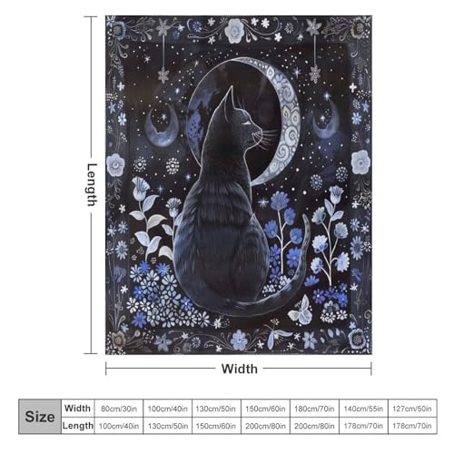 Couverture flanelle douce Halloween motif chat lune haute qualité - 3