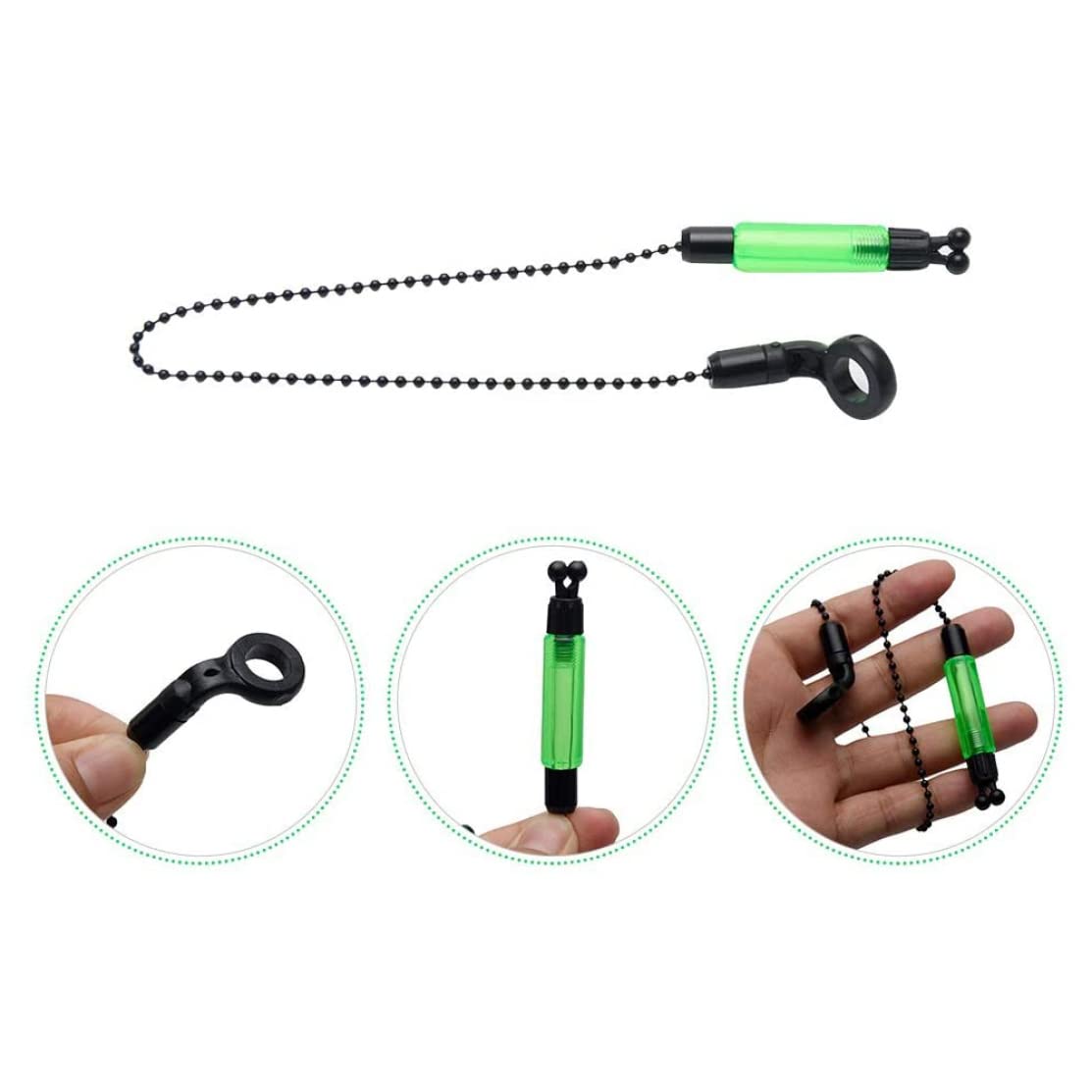 Indicateur de Morsure Chaînes de pêche à la Carpe Alarmes Bobines Cintres Alerter Tackle Vert 3PCS, Indicateur Morsure