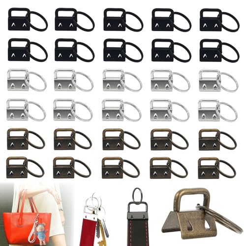 30 Piezas de Hardware para Llavero, Colgantes de Cierre de Abrazadera en Blanco de Cordón de 20 mm Hardware de Pulsera con Llavero para Manualidades de Tela de Cordón de Bricolaje （3 colores） (20mm)