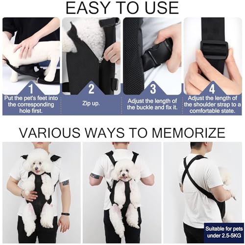 HTTDSLF Haustier Rucksack Hund Katzen Tragetasche, Verstellbarer Hunde-Tragerrucksack, Haustier-Tragerucksack, für Klein Mittler Hunde Katzen Welpen, M, Schwarz