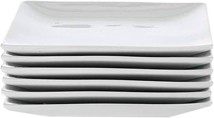 Danxia Salad Plates Porcelain Square 15ร15ร2cm - Set of 6, White